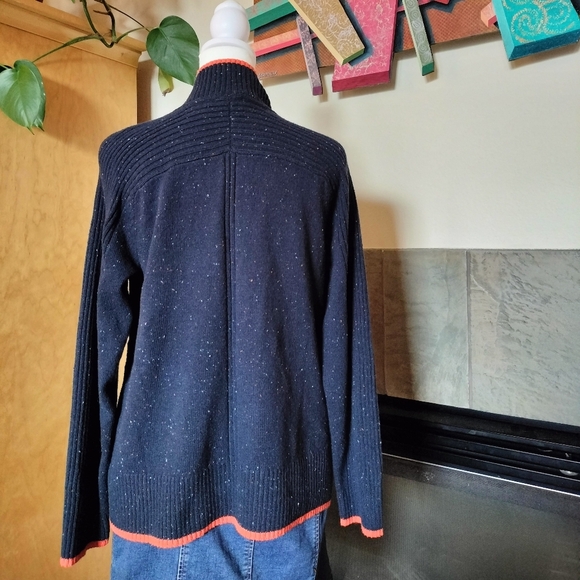 J Jill Blue Sweater Academia Orange Trim Petite small - Picture 4 of 7